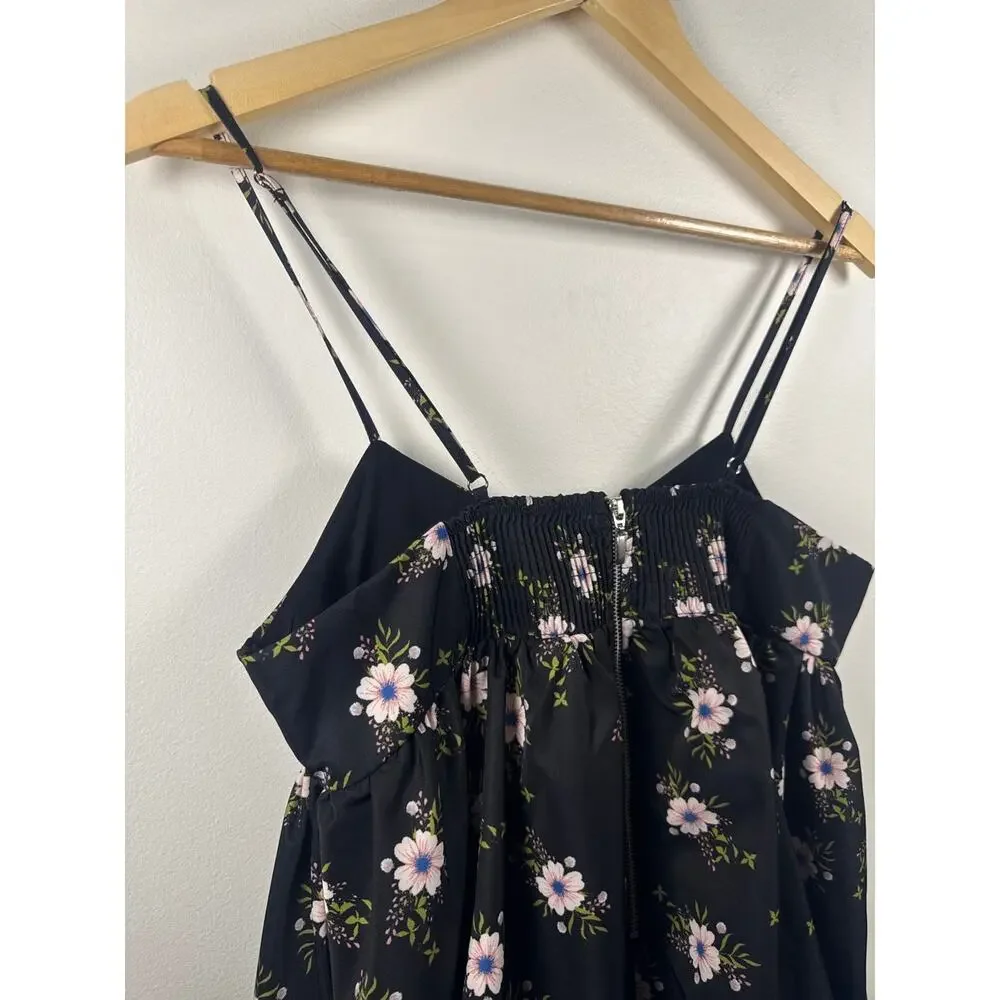 Free People In A Bubble, Bubble Hem Mini Dress in Black Floral, Med NWT